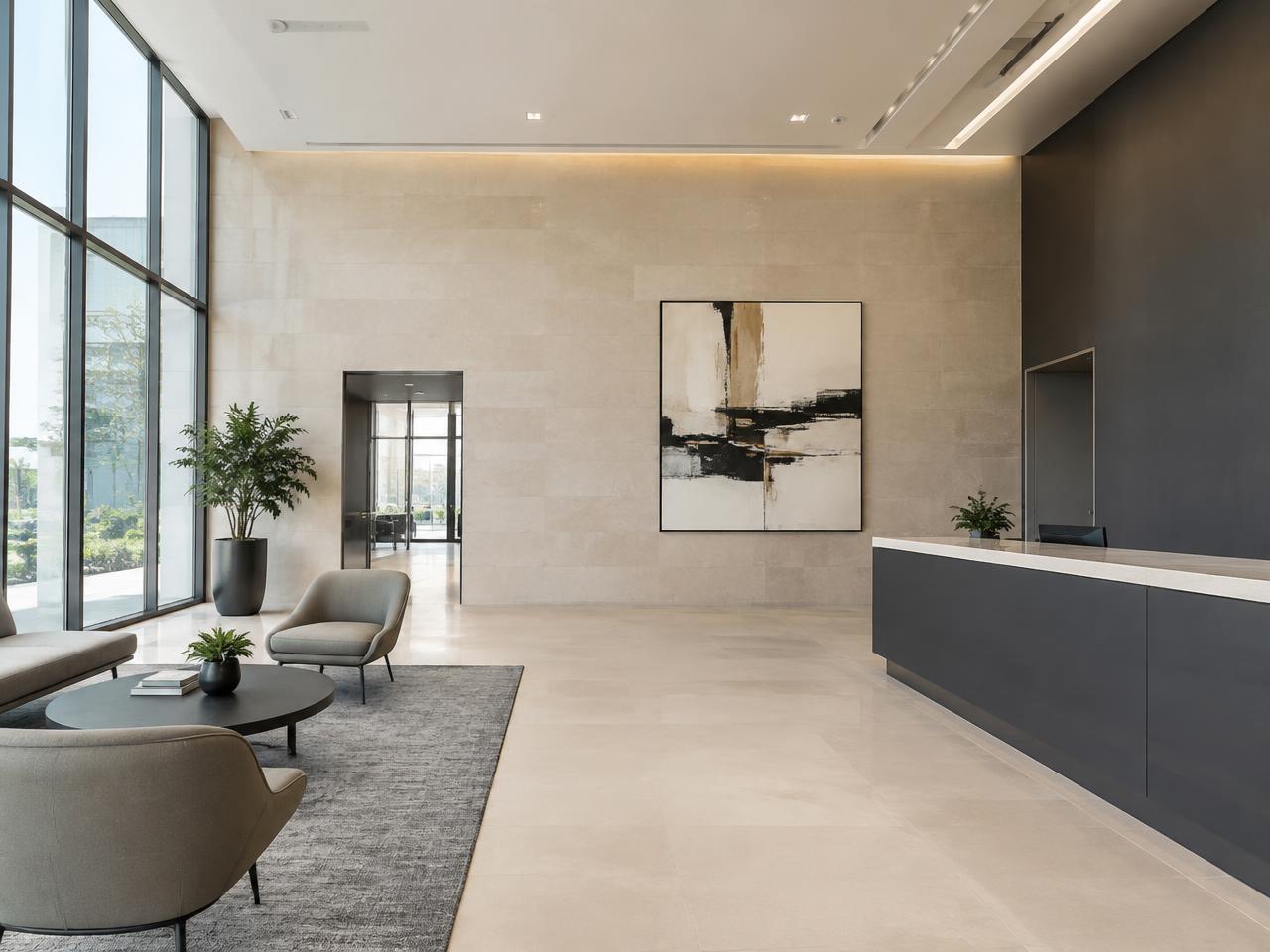 Painted commercial office lobby
